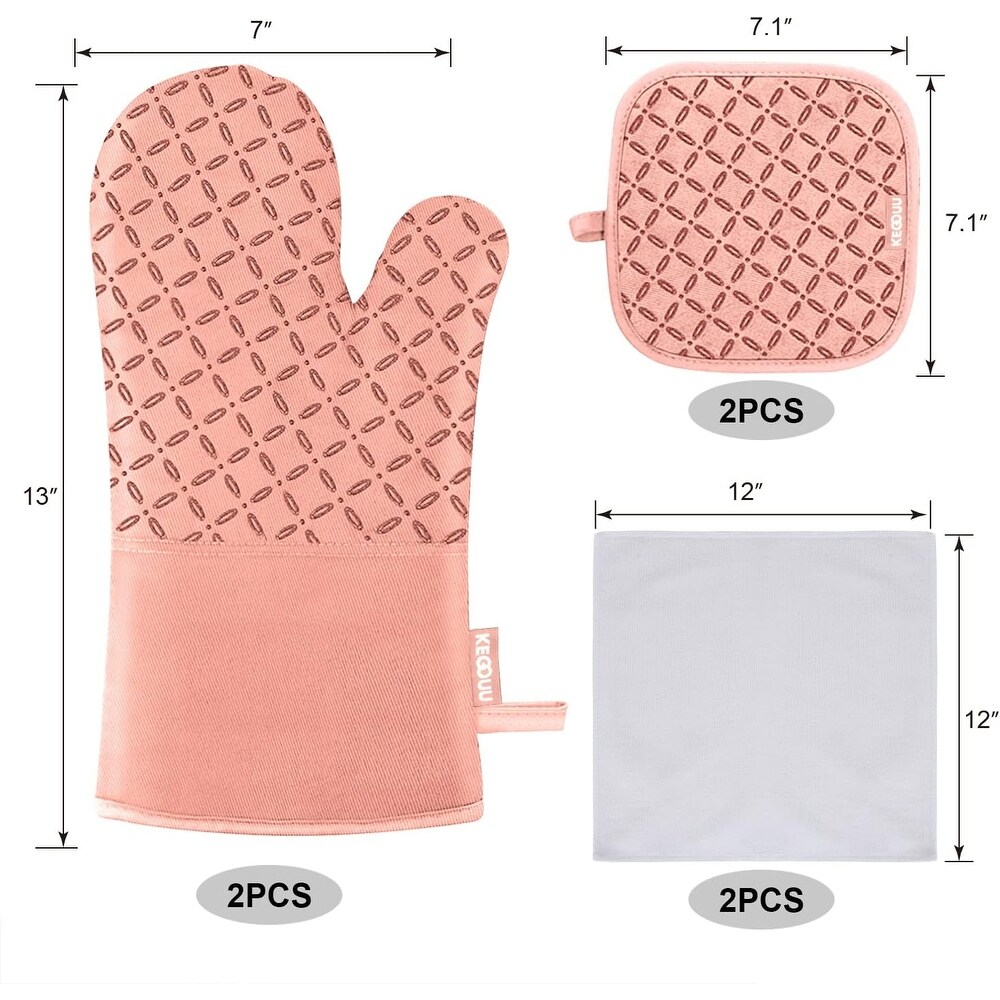 Kitchen Oven Mitts and Pot Holders 6pcs Set