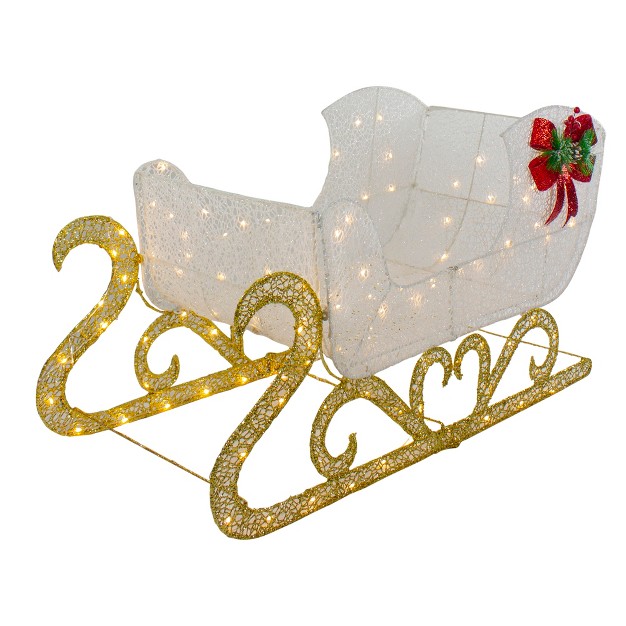 Led Lighted Glitter Reindeer With Sleigh Outdoor Christmas Decoration