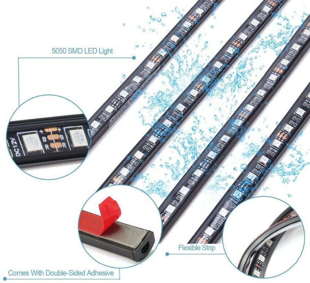 Oture 8 Color RGB LED Strip Under Car Tube Underglow Underbody System Exterior Neon Lights Kits