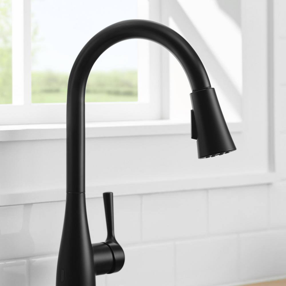 Glacier Bay Sadira Touchless Single-Handle Pull-Down Sprayer Kitchen Faucet with TurboSpray and FastMount in Matte Black HD67798W-1310H