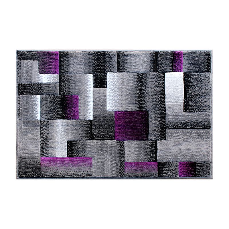 Masada Rugs Masada Rugs Trendz Collection 2'x3' Modern Contemporary Area Rug in Purple， Gray and Black-Design Trz861