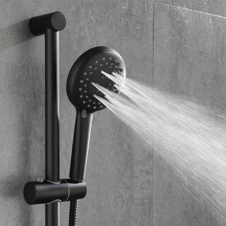 Magic Home 3-Spray Patterns 1.75 GPM 4.9 in. Wall Mounted Handheld Shower Head in Matte Black 928-TH3001MB