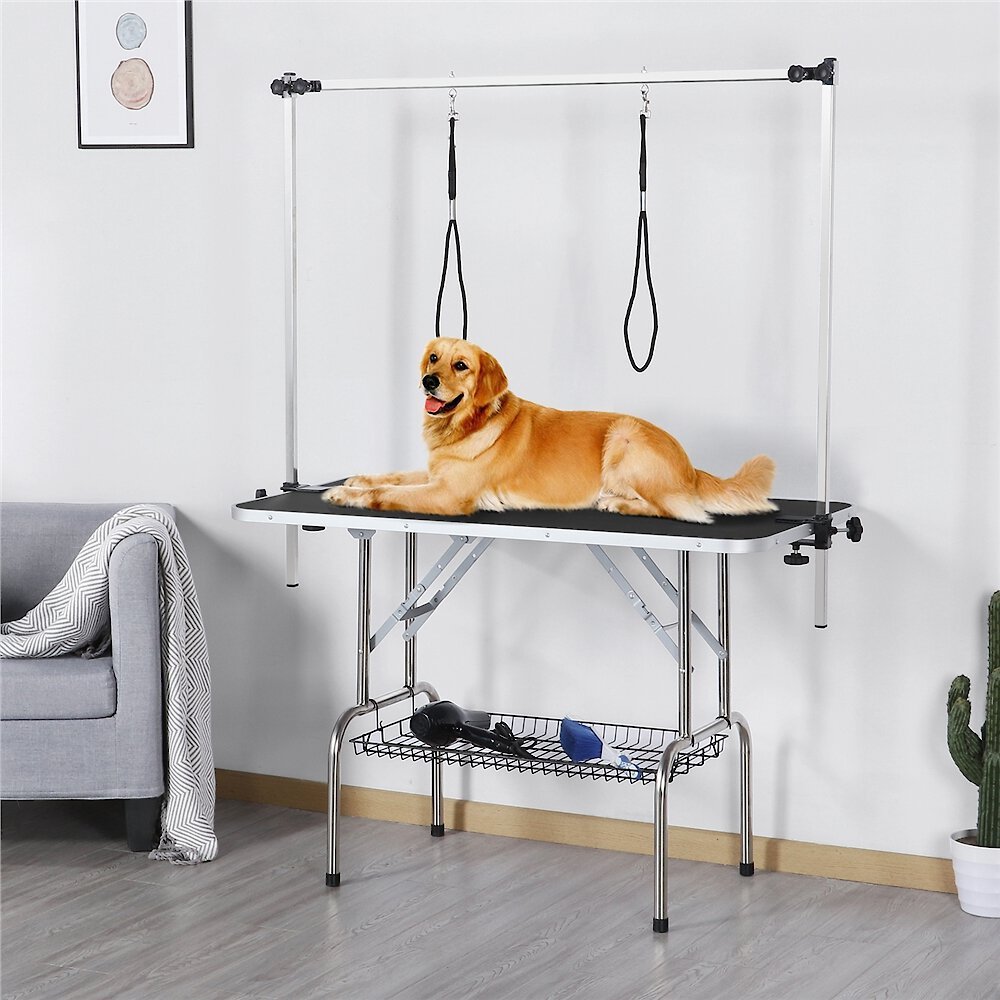 Yaheetech Foldable Retractable Bath Dog and Cat Grooming Table