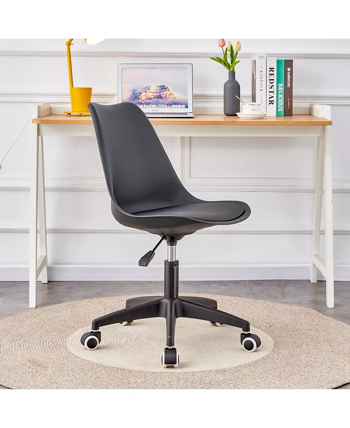 Simplie Fun Modern family black Office chair adjustable 360 anddeg; swivel chair engineering plastic armless swivel computer chair suitable for living room bedroom office hotel dining room