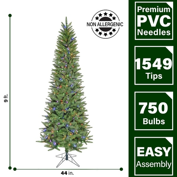 Fraser Hill Farm 9Ft. Winter Falls SlimSilhouette Christmas Tree with 8Function MultiColor LED Lighting，Music