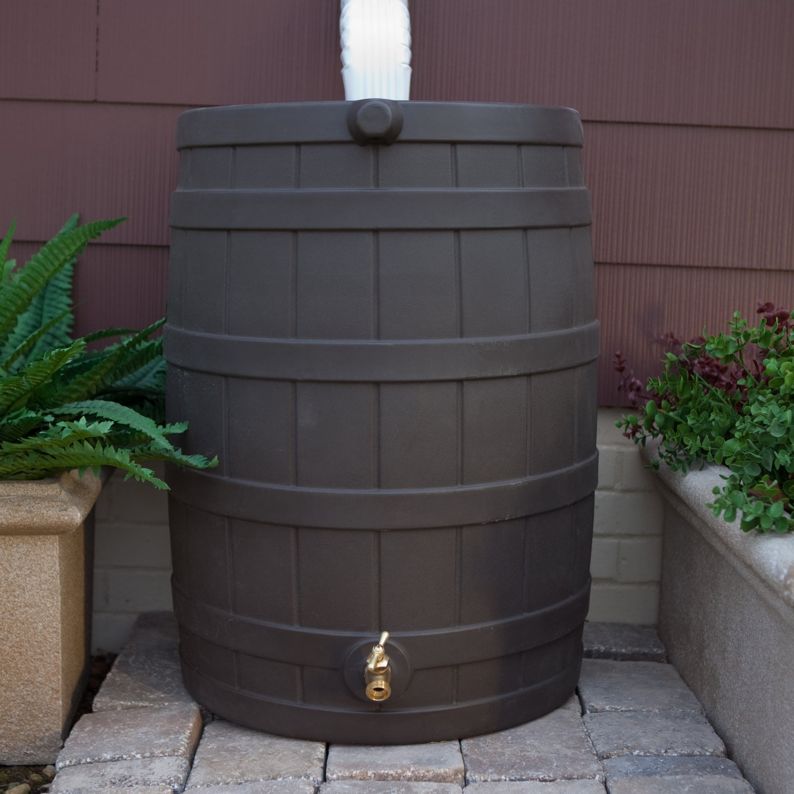 Good Ideas Rain Wizard Resin 40 Gallon Flat Back Rain Barrel