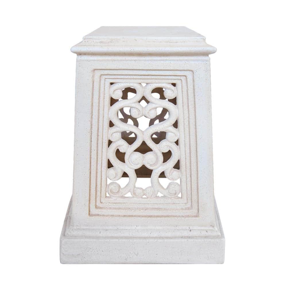 MPG 19 in. H Aged White Cast Stone Fiberglass Pedestal PF7423AW