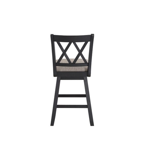 Wooden Linen Swivel Bar Counter Stool