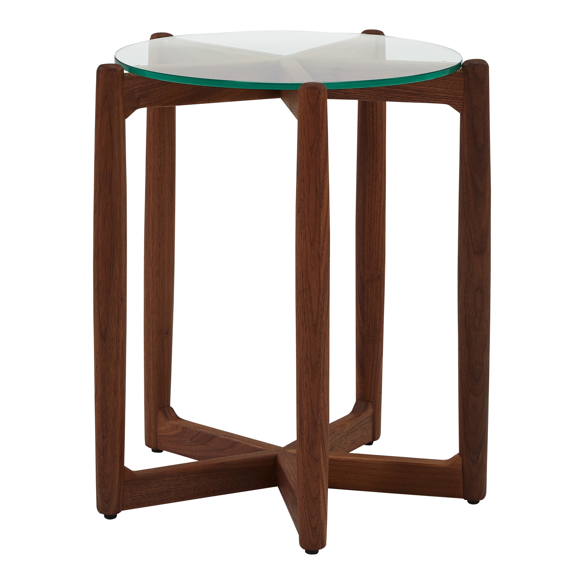 Aurelle Home Heatra Modern Solid Wood Round Glass Top Side Table