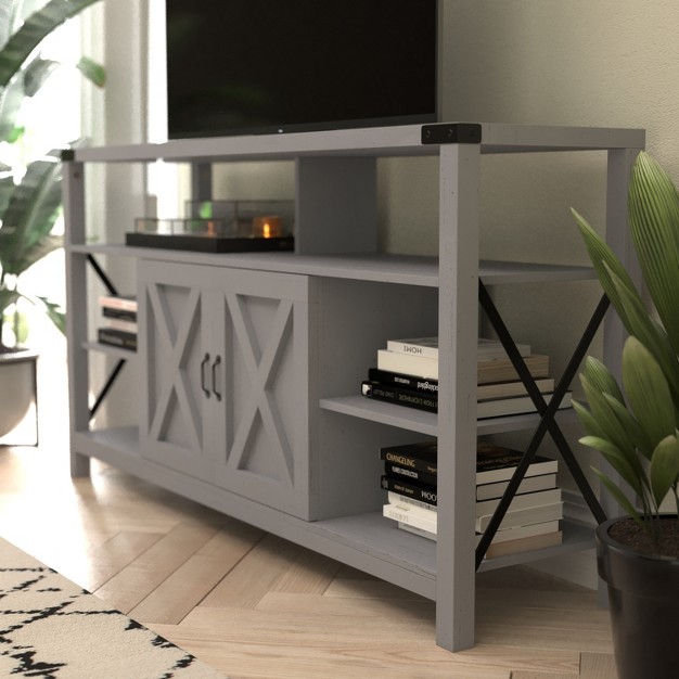 Modern Farmhouse Tall Tv Console Cabinet With Storage Cabinets And Shelves For Tv x27 s Up To 60 quot