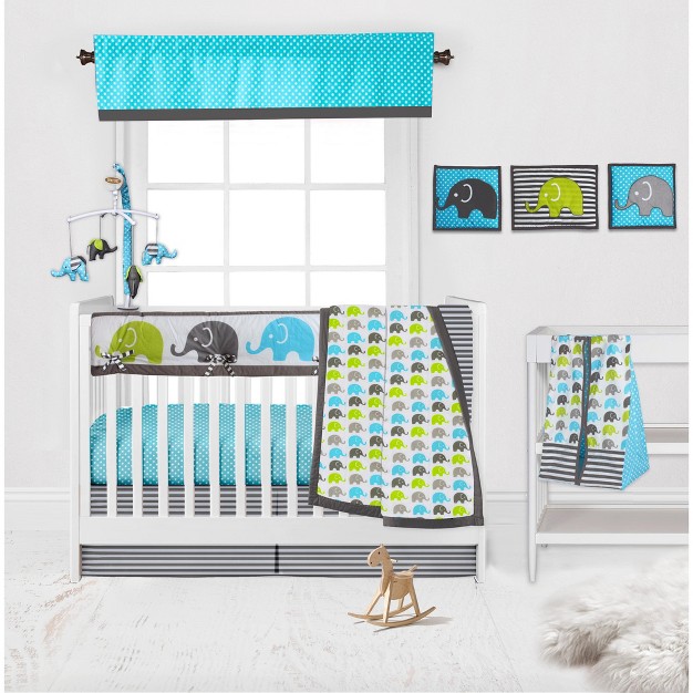 Bacati Pin Dots Aqua gray Window Valance