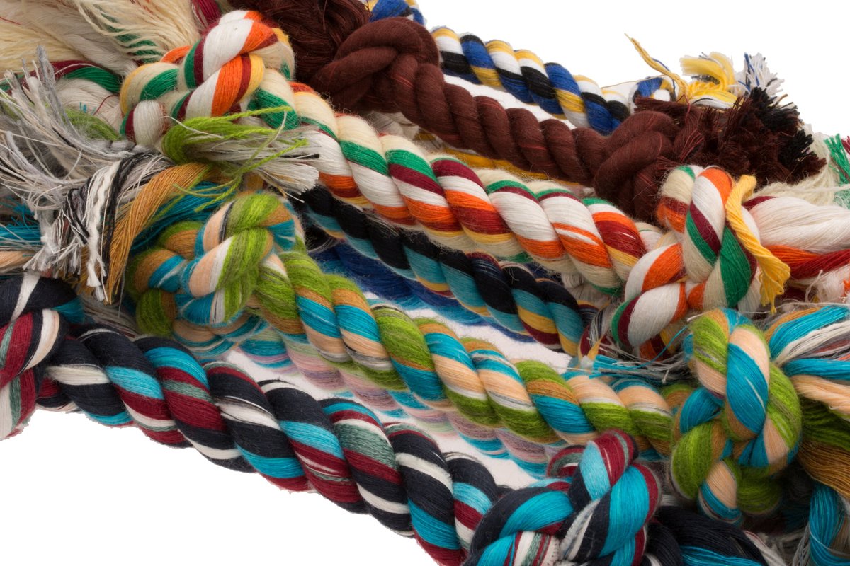 Booda Multi Color 2-Knot Rope Dog Toy，