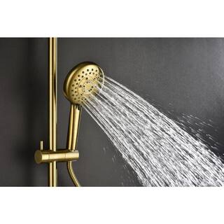 Lukvuzo 4-Spray Multifunction Deluxe Wall Shower System with Adjustable Slide Bar and Soap Dish in Gold HSSA08FS001