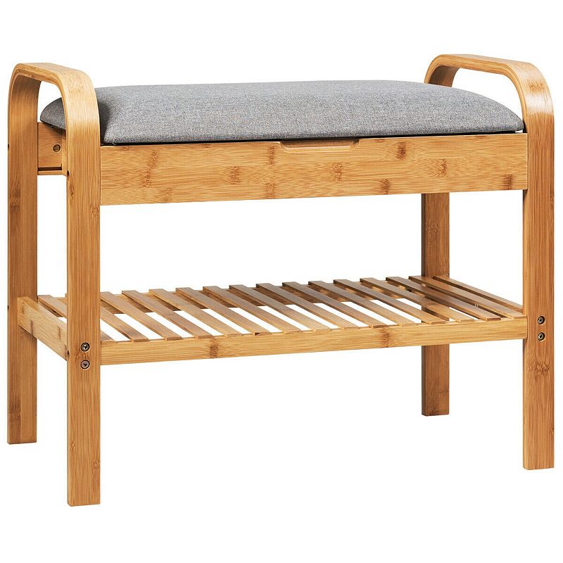 Shoe Rack Bench  with Storage Shelf -Natural