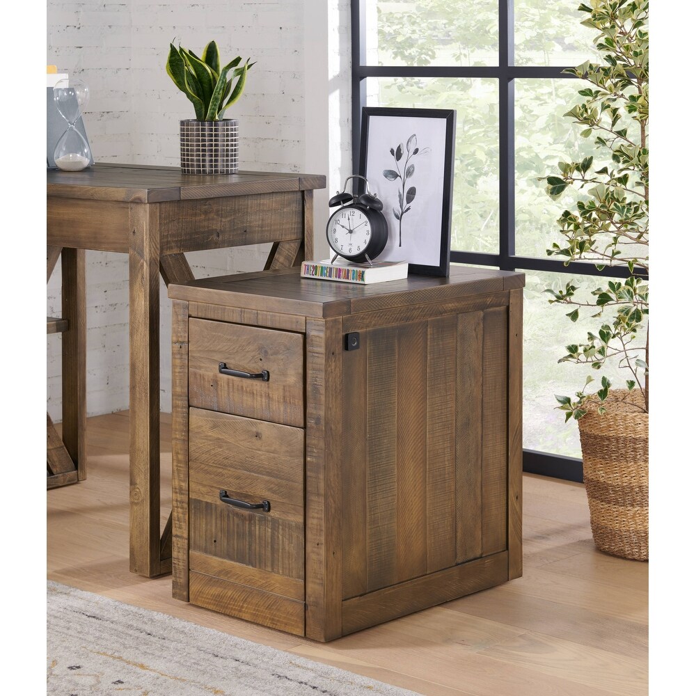 Rustic 2 Drawer File Cabinet with Fingerprint Lock