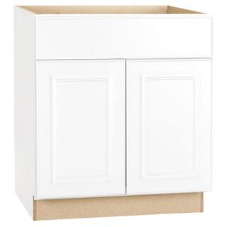 Hampton Bay Hampton 30 in. W x 24 in. D x 34.5 in. H Assembled Base Kitchen Cabinet in Satin White with Drawer Glides KB30-SW