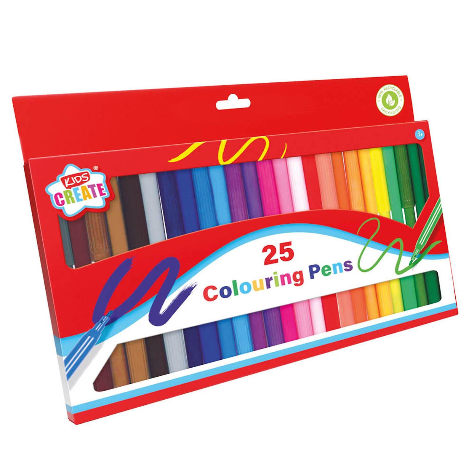 Kids Create Pack 25 Assorted Colour Colouring Pens Childrens Arts and Crafts 3+