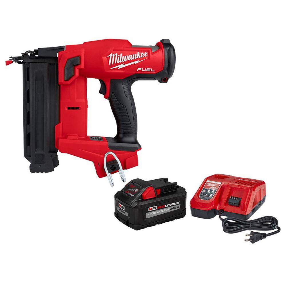 MW M18 FUEL 18-Volt Lithium-Ion Brushless Cordless Gen II 18-Gauge Brad Nailer with 8.0 Ah Battery and Rapid Charger 2746-20-48-59-1880