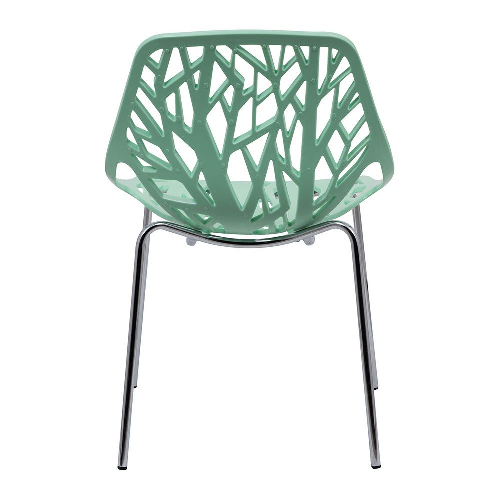 LeisureMod Modern Asbury Dining Chair with Chromed Legs - Mint