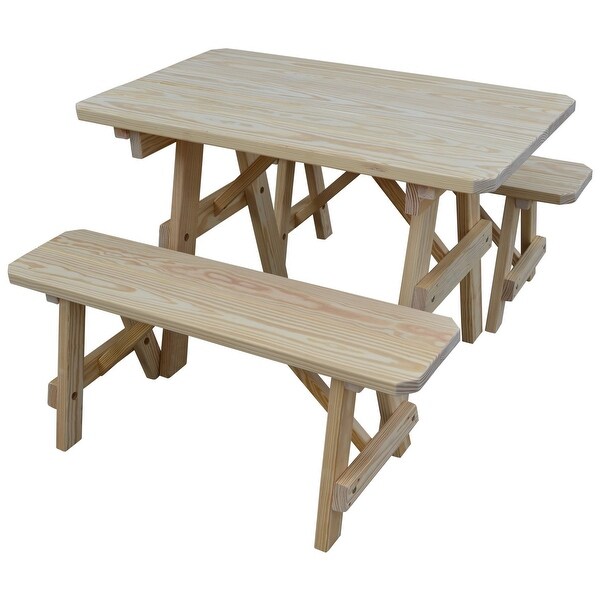 Pine 4' Traditional Picnic Table with 2 Benches