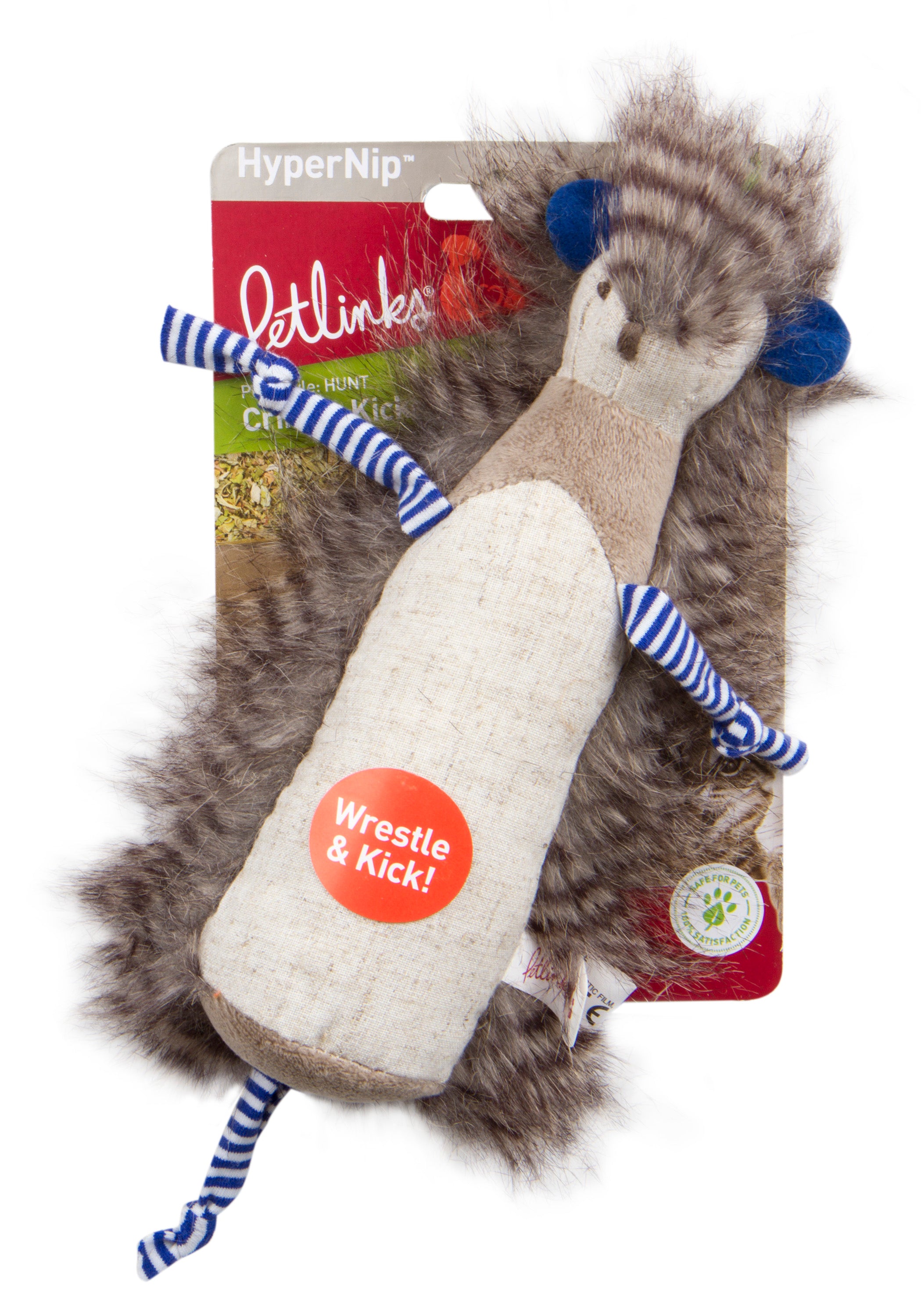 Petlinks Crinkle Kicker Meercat， Soft Plush， Catnip and Silvervine Cat Toy