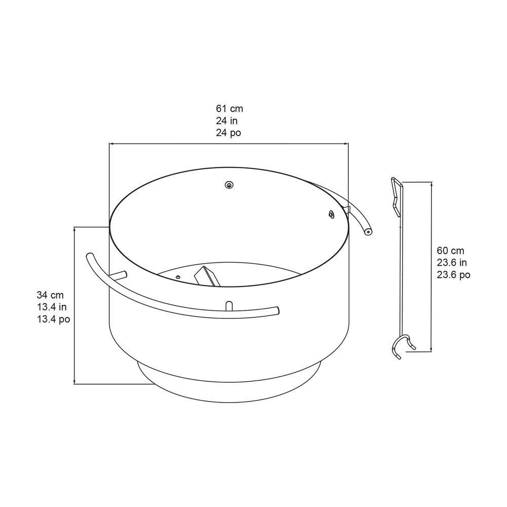 OVE Decors Brooks 24 in. x 13.4 in. Round Charcoal Powder Coated Steel Wood Burning Fire Pit 15PFP-BROO24-CH