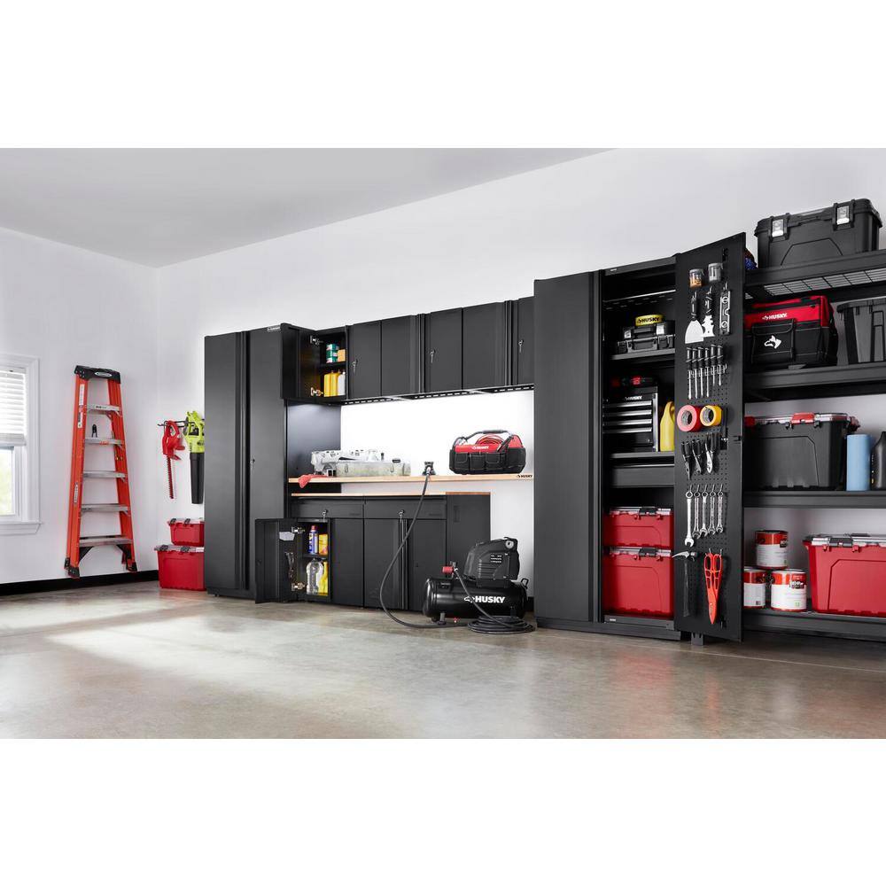 Husky 8-Piece Heavy Duty Welded Steel Garage Storage System in Black (156 in. W x 81 in. H x 24 in. D) HTC820232