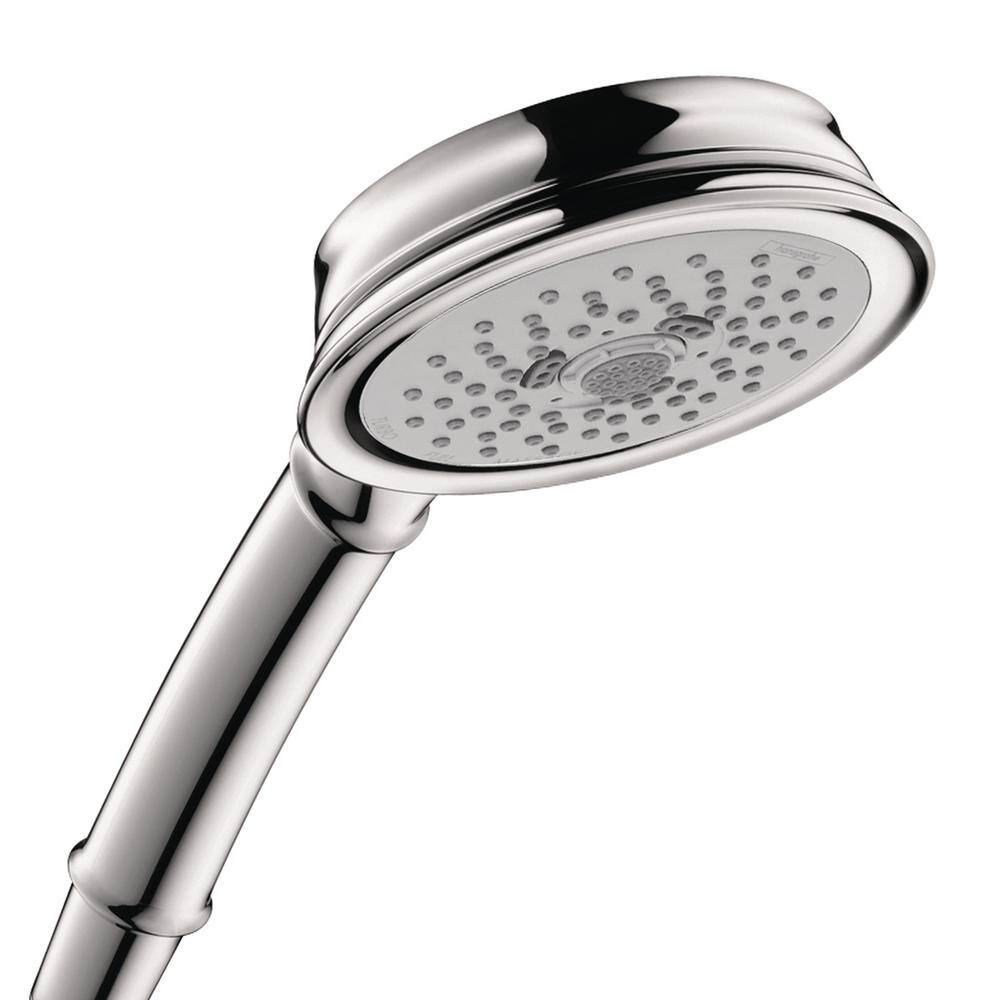 Hansgrohe 3-Spray Patterns with 4.3 in. Single Wall Mount Handheld Adjustable Shower Head in Chrome 04753000