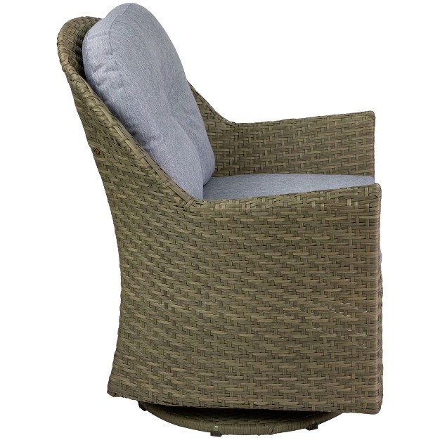 Gray Resin Wicker Deep Seated Glider Chair With Gray Cushions