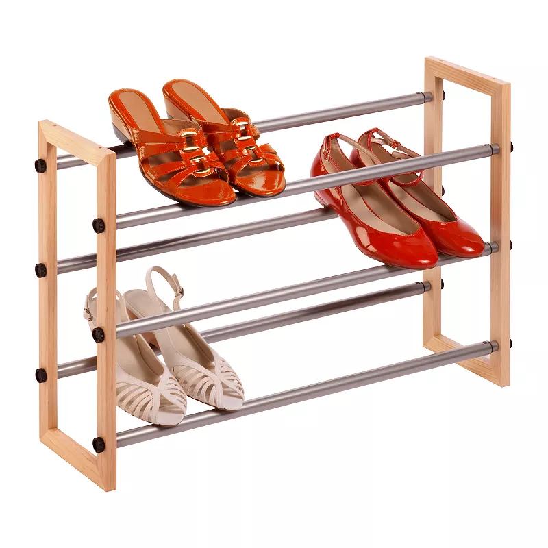 Honey-Can-Do 3-Tier Wood and Metal Shoe Rack