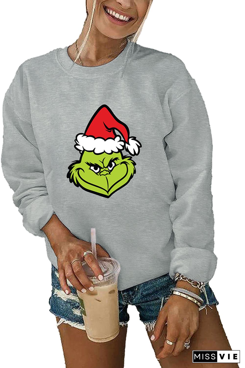 Christmas Grinch Face Sweatshirt Wholesale