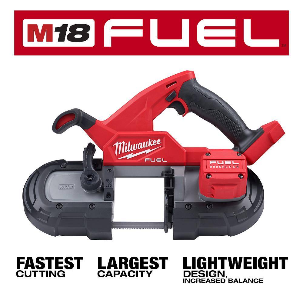 MW M18 FUEL 18V Lithium-Ion Brushless Cordless Compact Bandsaw and 4-12 in.5 in. Grinder (2-Tool) 2829-20-2880-20