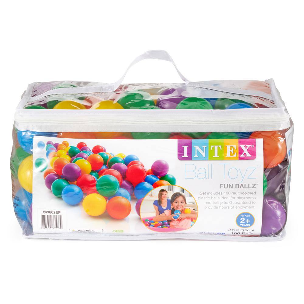 INTEX Yellow Vinyl Inflatable Ocean Play Center Pool with Fun Ballz 100 Pack 57454EP + 49602EP