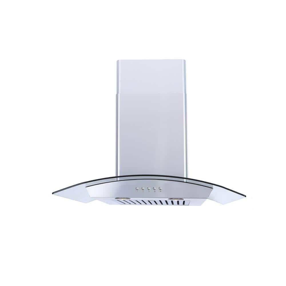 Windster 30 in 535 CFM Residential Wall Range Hood with LED Lights in Stainless Steel and Tempered Glass Canopy