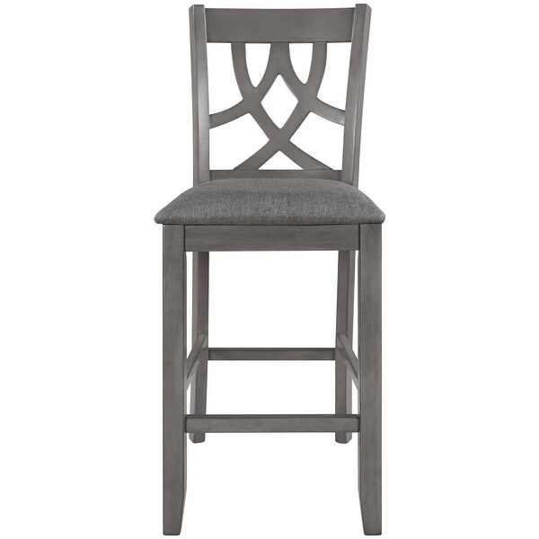 WIJCK Farmhouse 2 Piece Round Counter Height Kitchen Dining Chairs with Cross Back Gray - as picture