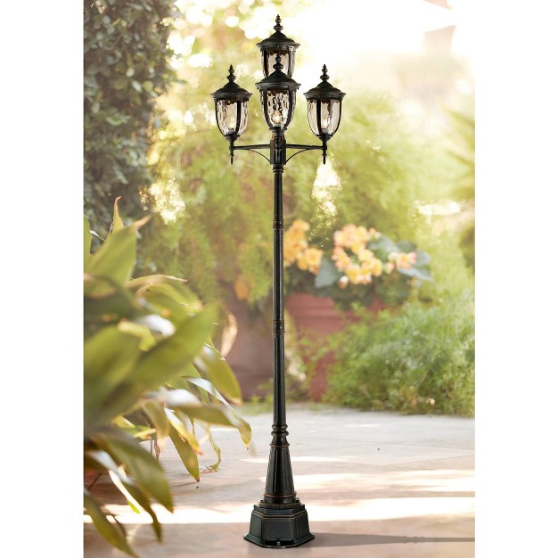 4 light Street Lantern Champagne Hammered Glass For Exterior Garden Yard