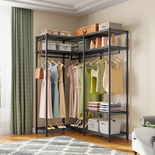 Vipek L30 Corner Closet System L Shaped Garment Rack L Corner Clothes Rack Freestanding Portable Wardrobe Closet