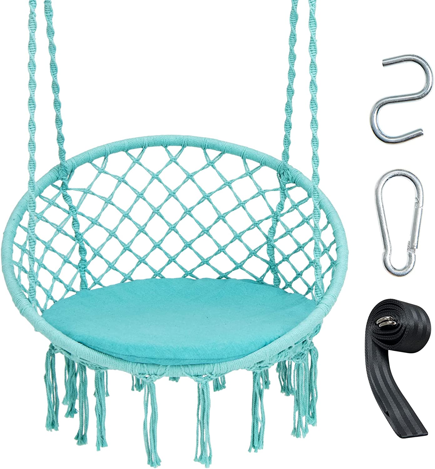 Giantex Hammock Chair Macrame Swing - Hanging Chair with Cushion and Hardware Kit, 330 LBS Weight Capacity