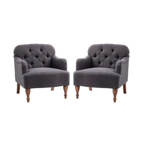 Bacchae Comfy Accent Armchair with Recessed Arms Set of 2 by HULALA HOME