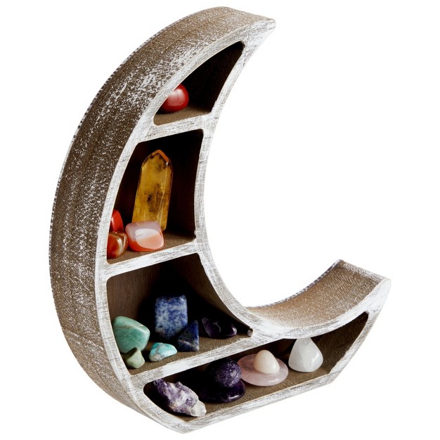 Farmlyn Creek Wooden Crescent Moon Shelf For Oils Crystals Healing Stones 10 X 10 2 X 2 In