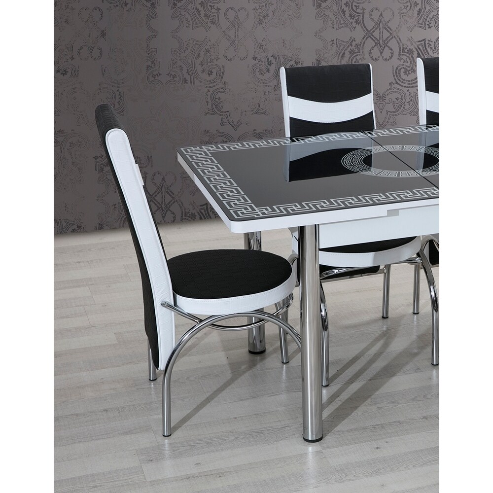 Lansdale Modern Black and White 7 piece Dining Set