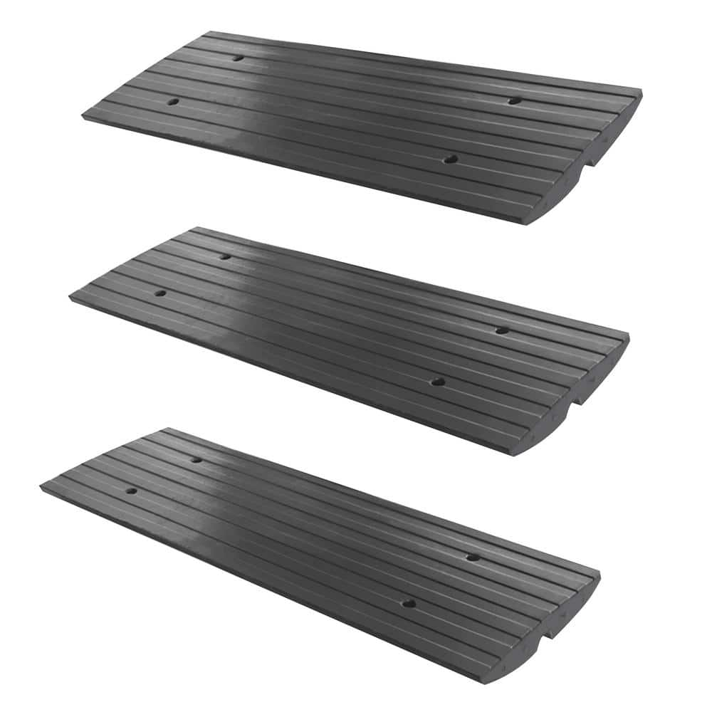 Pyle CarTruck Curb Ramps Driveway Rubber Threshold Car Curb-Side Bridges (3-Piece) PCRBDR23