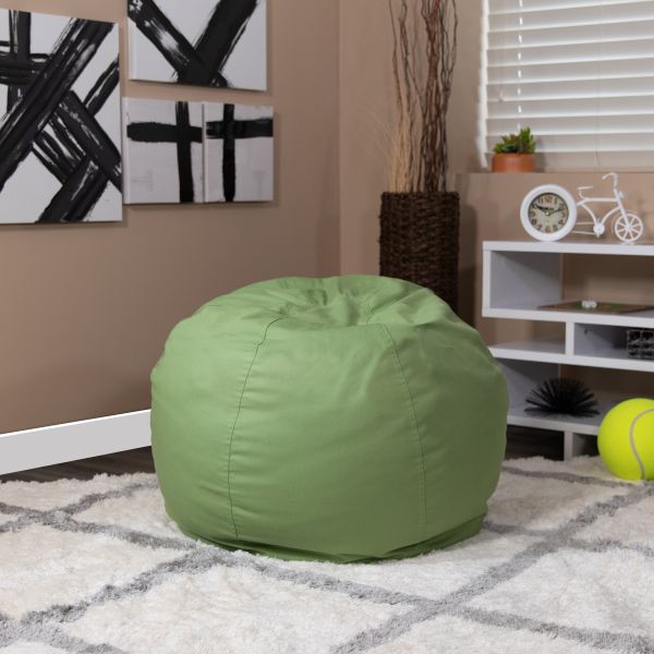 Dillon Small Solid Green Refillable Bean Bag Chair for Kids and Teens