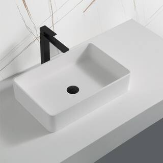 Karran Quattro 21 in. Matte White Acrylic Rectangular Vessel Sink QM176WH