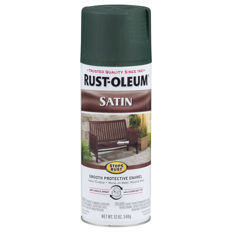 Rust-Oleum Stops Rust Satin Dark Hunter Green Protective Enamel Spray Paint 12 oz