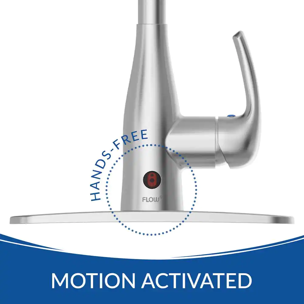 FLOW Motion Activated Single， Down Spring Neck Sprayer Kitchen Faucet