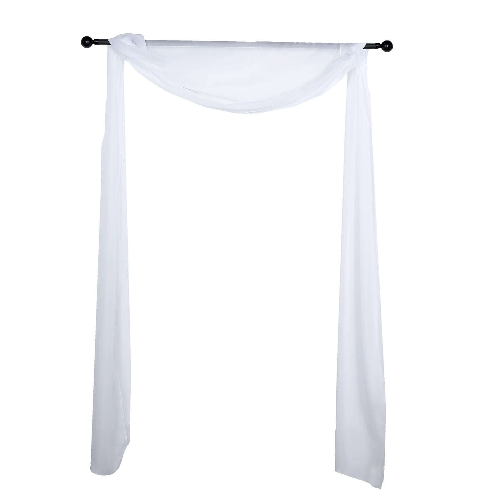 White Sheer Organza Wedding Arch Draping Fabric, Long Curtain Backdrop Window Scarf Valance 18ft