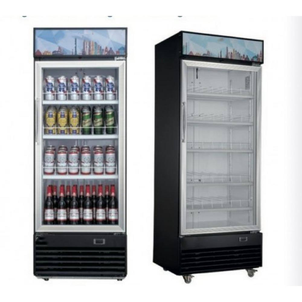 Cooler Depot 28 in. W 14.7 cu. ft. Upright Commercial One Single Glass Door Refrigerator in Black DXXDSM-15R