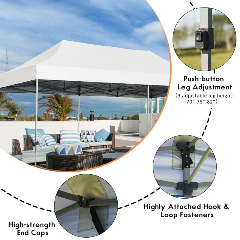 10 x 20 FT Pop Up Canopy Tent Portable Folding Event Party Tent Adjustable with Roller Bag