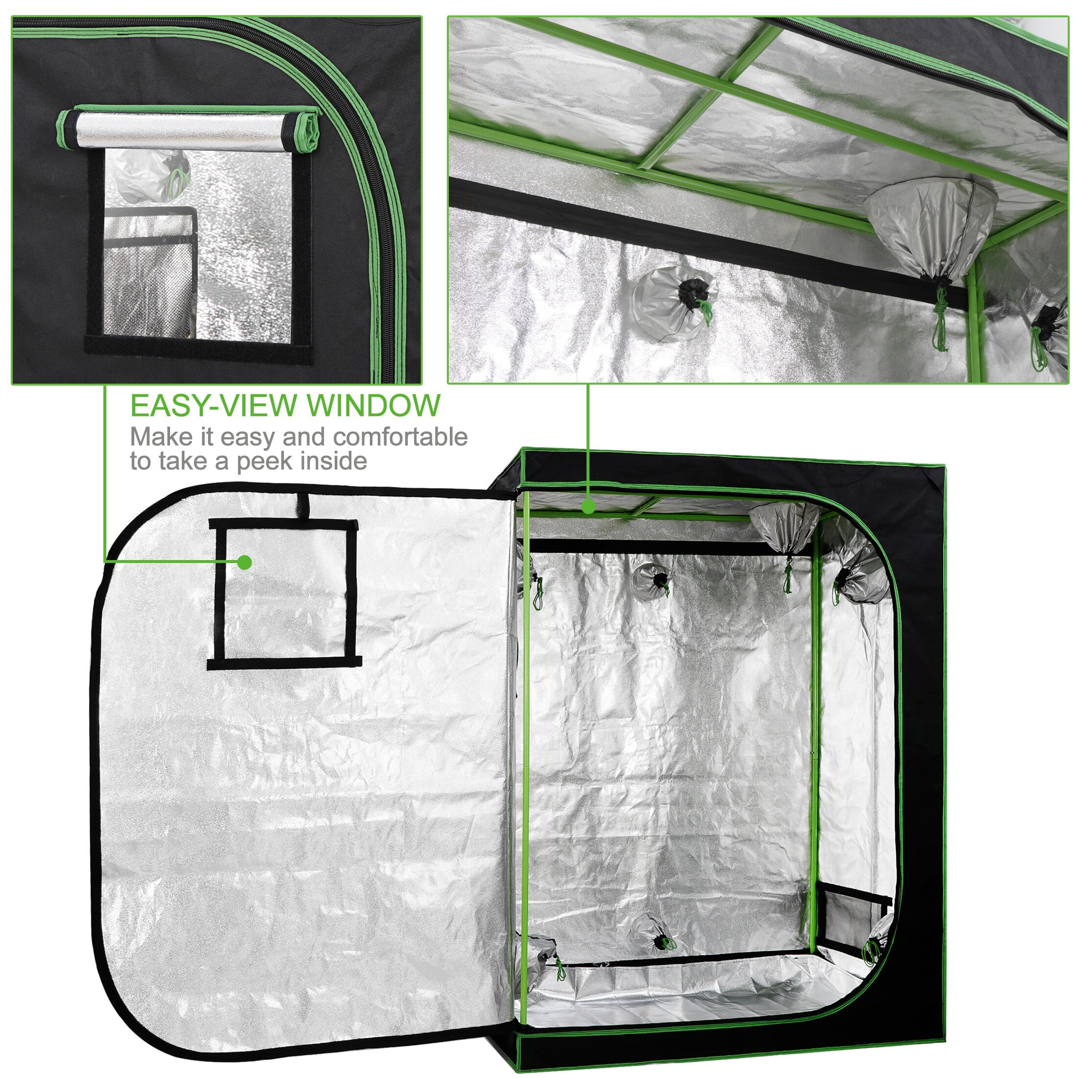 HomGarden 48'' L x 24'' W x 60'' H Indoor Hydroponic Grow Tent High Reflective Mylar W/ Observation Window， Floor Tray